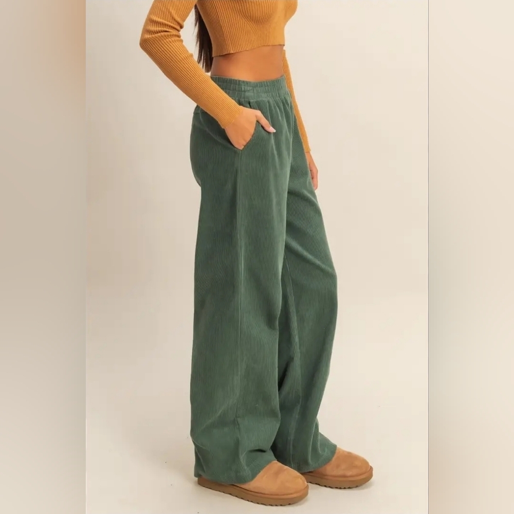 Corduroy High-Waisted Wide Leg Pants - Picture 2 of 4